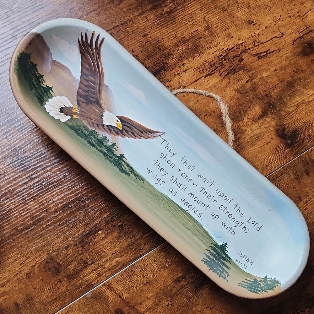 Eagle Art  Handpainted Wall Hanging with Inspirational Scripture‎ Isaiah 40:31